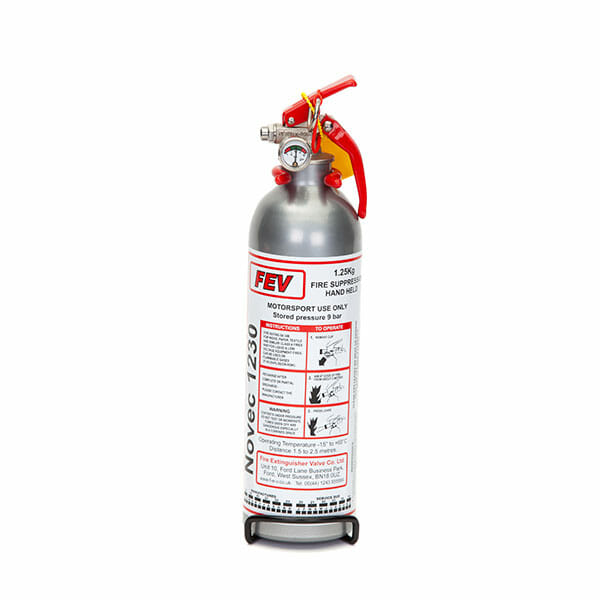 FEV f-TEC1250HH Gas Handheld Race Car Fire Extinguisher - 1.25kg Silver